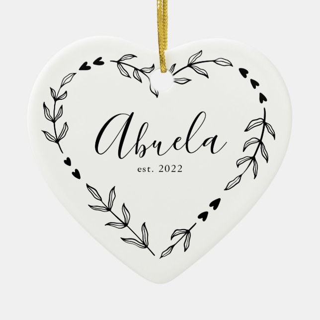 Abuela Year Est. Christmas Ceramic Ornament (Front)