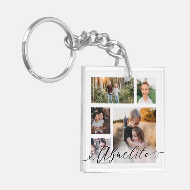 Abuelito | Grandchildren Photos Special Message Keychain (Front Left)