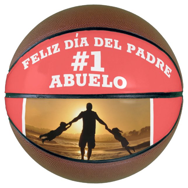 Abuelo #1 Feliz Dia Del Padre Custom Photo Basketball (Front)