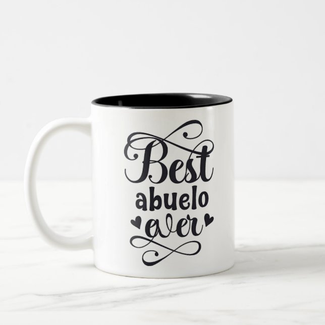 abuelo amigable sabiduria consents felicidad Two-Tone coffee mug (Left)