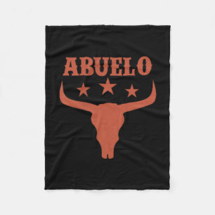 Abuelo First Bday Cowboy Western Rodeo Skull Fleece Blanket