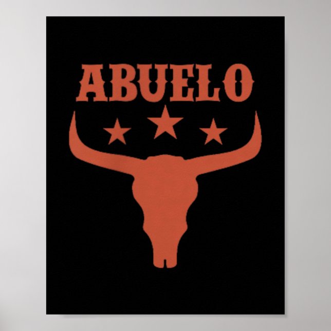 Abuelo First Bday Cowboy Western Rodeo Skull Poster (Front)