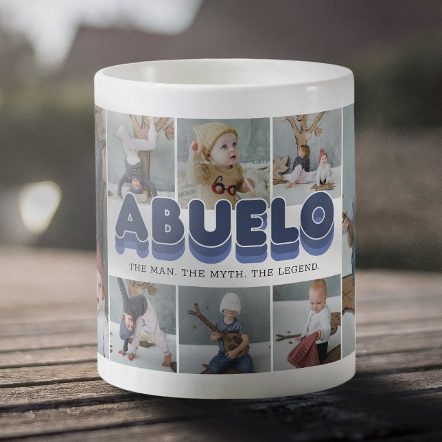 Abuelo Man Myth Légende Photo Collage Café Mug (Créateur téléchargé)