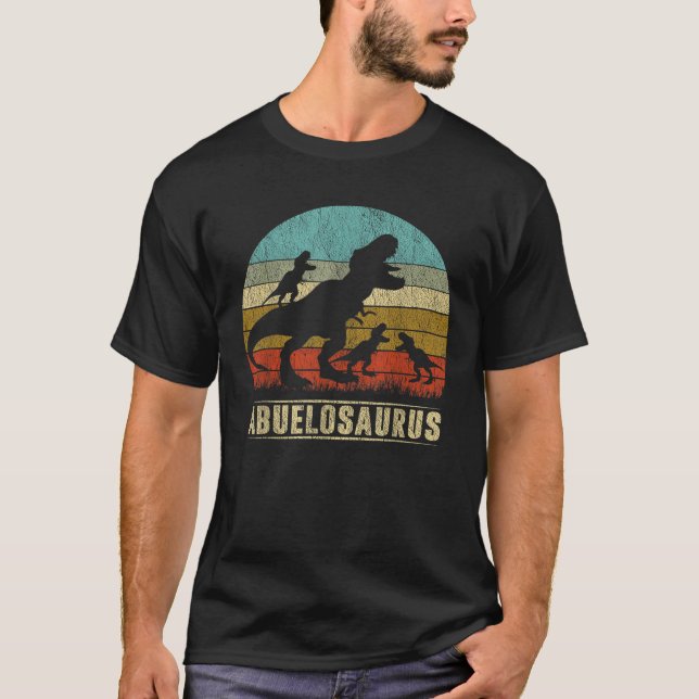 Abuelo saurus T Rex Dinosaur 3 three Kids Matching T-Shirt (Front)
