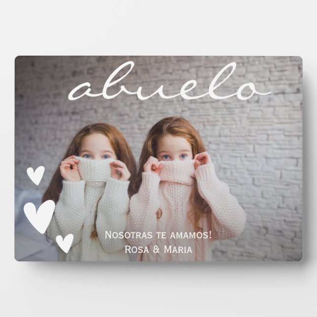 Abuelo We Love You Personnalisé Photo Plaque (Devant)