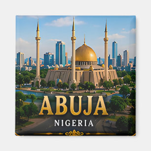 Abuja National Mosque and Modern Nigerian Skyline Magnet