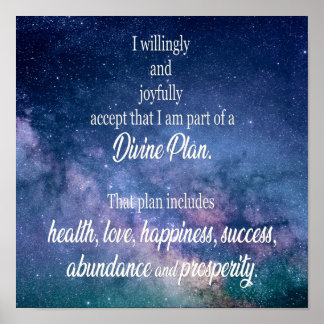Abundance and Prosperity Divine Plan Affirmation Poster