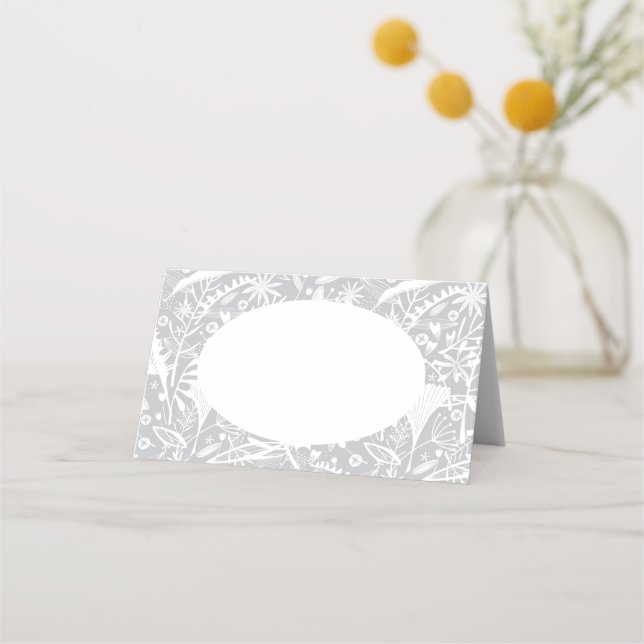 Abundance Botanical Silver Place Name Cards (Front)
