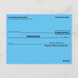 Abundance Checks for Manifesting wealth Postcard