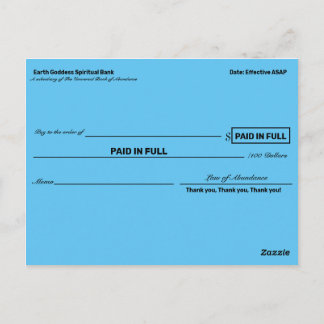 Abundance Checks for Manifesting wealth Postcard