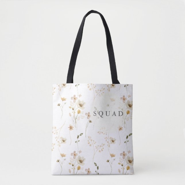 Abundance Dried Wildflower Bridal Shower Squad Tote Bag (Front)