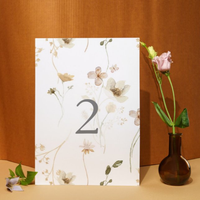 Abundance Dried Wildflower Pampas Wedding Table Number (Creator Uploaded)