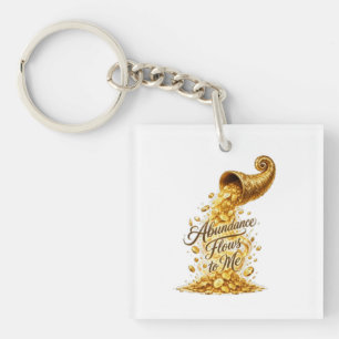 Abundance Flows to Me Square Keychain