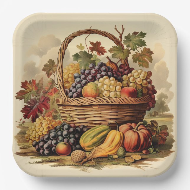 Abundance of Autumn: Bountiful Feast Paper Plate (Front)