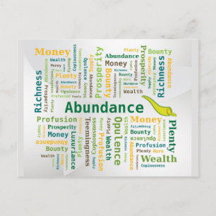 Abundance Word Cloud Green Yellow Colours Postcard