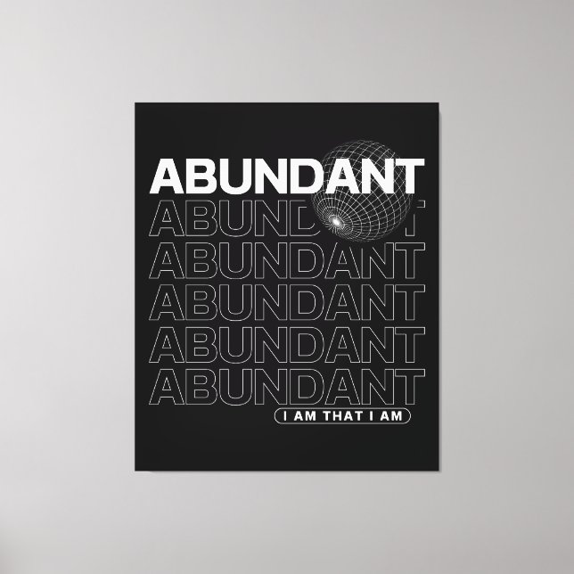 Abundant Affirmation Typography Canvas Print (Front)