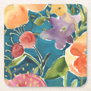 Abundant Florals I Square Paper Coaster