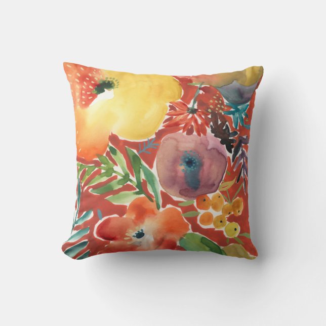 Abundant Florals III Throw Pillow (Front)