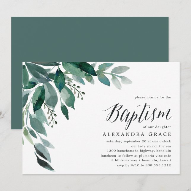 Abundant Foliage | Baptism Invitation (Front/Back)