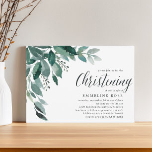 Abundant Foliage Christening Invitation