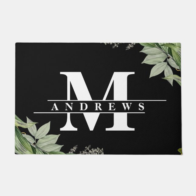 Abundant Foliage Monogram  Doormat (Front)