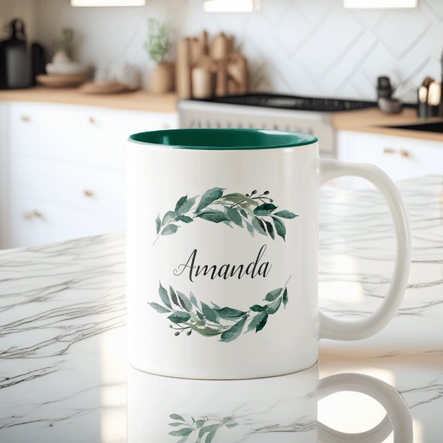 Abundant Foliage Personalized Two-Tone Coffee Mug (Creator Uploaded)