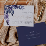 Abundant Foliage | Violet Botanical Bat Mitzvah<br><div class="desc">Elegant bat mitzvah invitation features blue and purple watercolor leaves and foliage cascading from the upper left corner,  embellished with rose gold foil accents. Personalize with your temple ceremony and celebration details aligned at the right. Add your RSVP information and additional details to the back.</div>