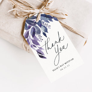 Abundant Foliage Violet Botanical Thank You Favour Gift Tags