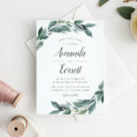 Abundant Foliage Wedding Invitation<br><div class="desc">Elegant botanical wedding invitations feature a chic colour palette of forest green,  inky off-black and crisp white. Your wedding details are draped with abundant green branches and leaves in a vibrant painted watercolor style.</div>