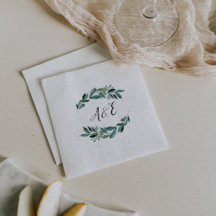Abundant Foliage Wedding Monogram Napkin