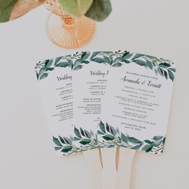 Abundant Foliage Wedding Program Hand Fan (Creator Uploaded)