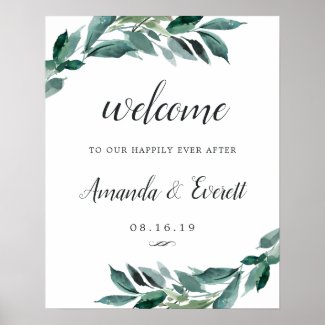 Abundant Foliage Wedding Welcome Poster