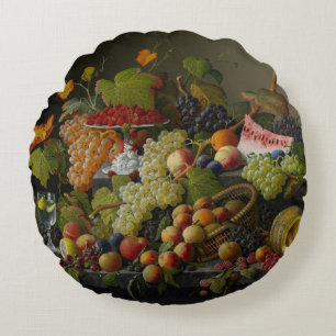 Abundant Fruit, 1858 (oil on canvas) Round Pillow