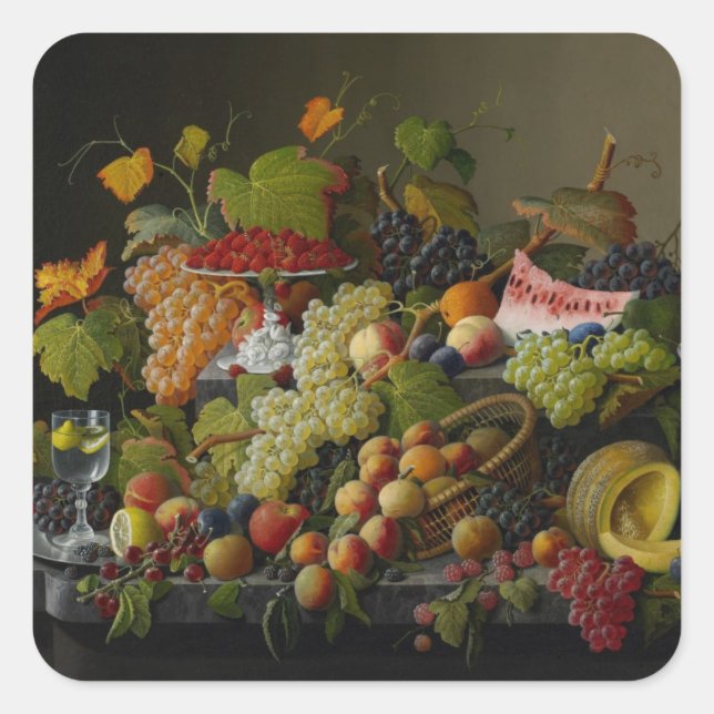 Abundant Fruit, 1858 (oil on canvas) Square Sticker (Front)