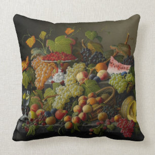 Abundant Fruit, 1858 (oil on canvas) Throw Pillow