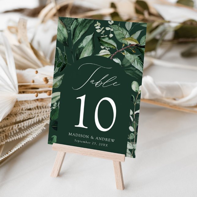 Abundant Greenery Arch Personalized Wedding Table Number (Creator Uploaded)