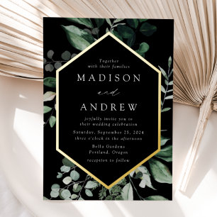 Abundant Greenery Black and Gold Frame Wedding