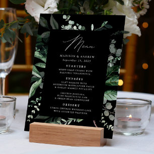 Abundant Greenery Black Dinner Wedding Menu