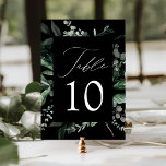 Abundant Greenery Black Wedding Table Number Card<br><div class="desc">Elegant, botanical wedding table cards featuring the table number nestled in a rectangular frame surrounded by eucalyptus, ferns, and other rich greenery with a black background. Personalize the number for each table card and add it to your cart. The 5x7 table numbers were designed to coordinate with our Abundant Greenery...</div>