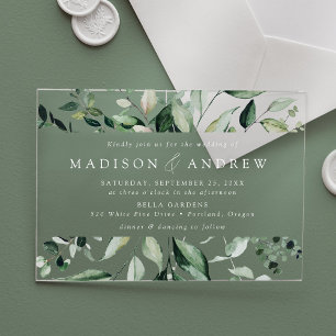 Abundant Greenery Frame Wedding Acrylic Invitations