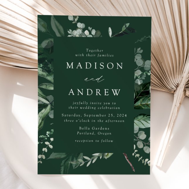 Abundant Greenery Frame Wedding Invitation (Creator Uploaded)