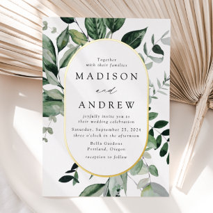 Abundant Greenery Gold Oval Frame Wedding