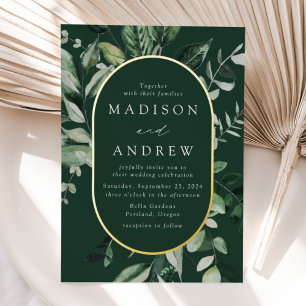 Abundant Greenery Oval Wedding Gold