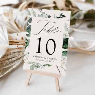Abundant Greenery Personalized Wedding Table Number