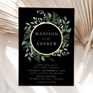 Abundant Greenery Wreath Black Wedding Gold