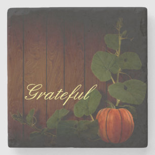 Abundant Harvest Pumpkin Thanksgiving Stone Coaster