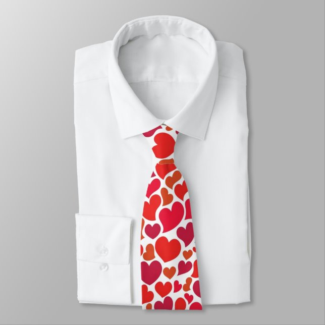Abundant Hearts Design Neck Tie (Tied)