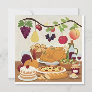 Abundant Holiday Feast: Autumn Celebration Illustr Save The Date