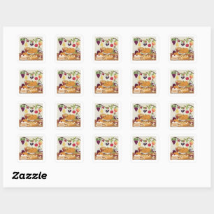 Abundant Holiday Feast: Autumn Celebration Illustr Square Sticker