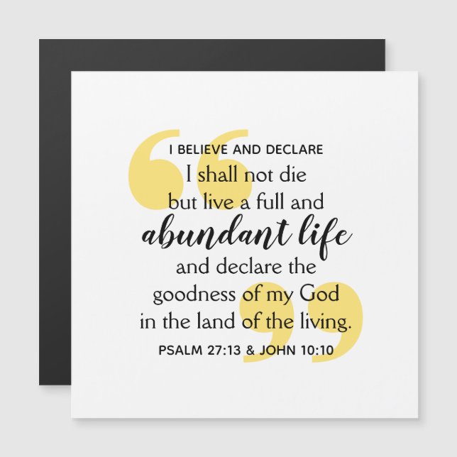 ABUNDANT LIFE Positive Christian Affirmation (Front/Back)